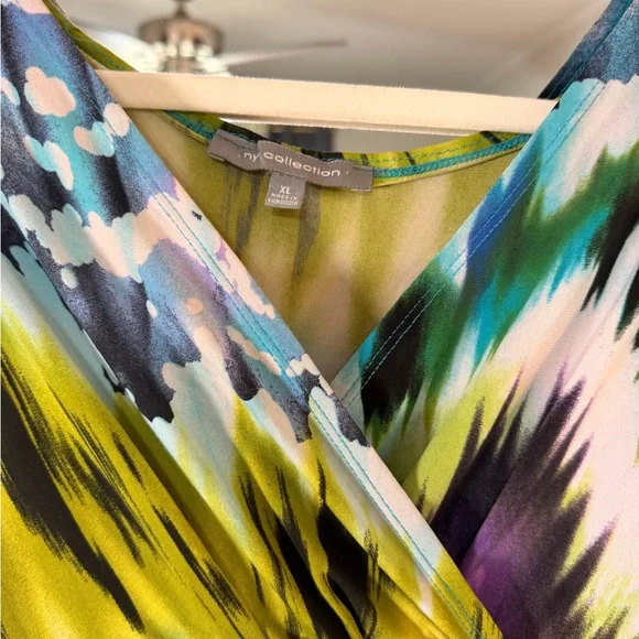 NY Collection Maxi Dress in Teal, Purple, Lime, Black - Picture 2 of 4